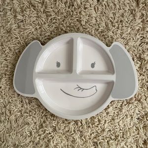 Light gray Pottery Barn elephant toddler plate